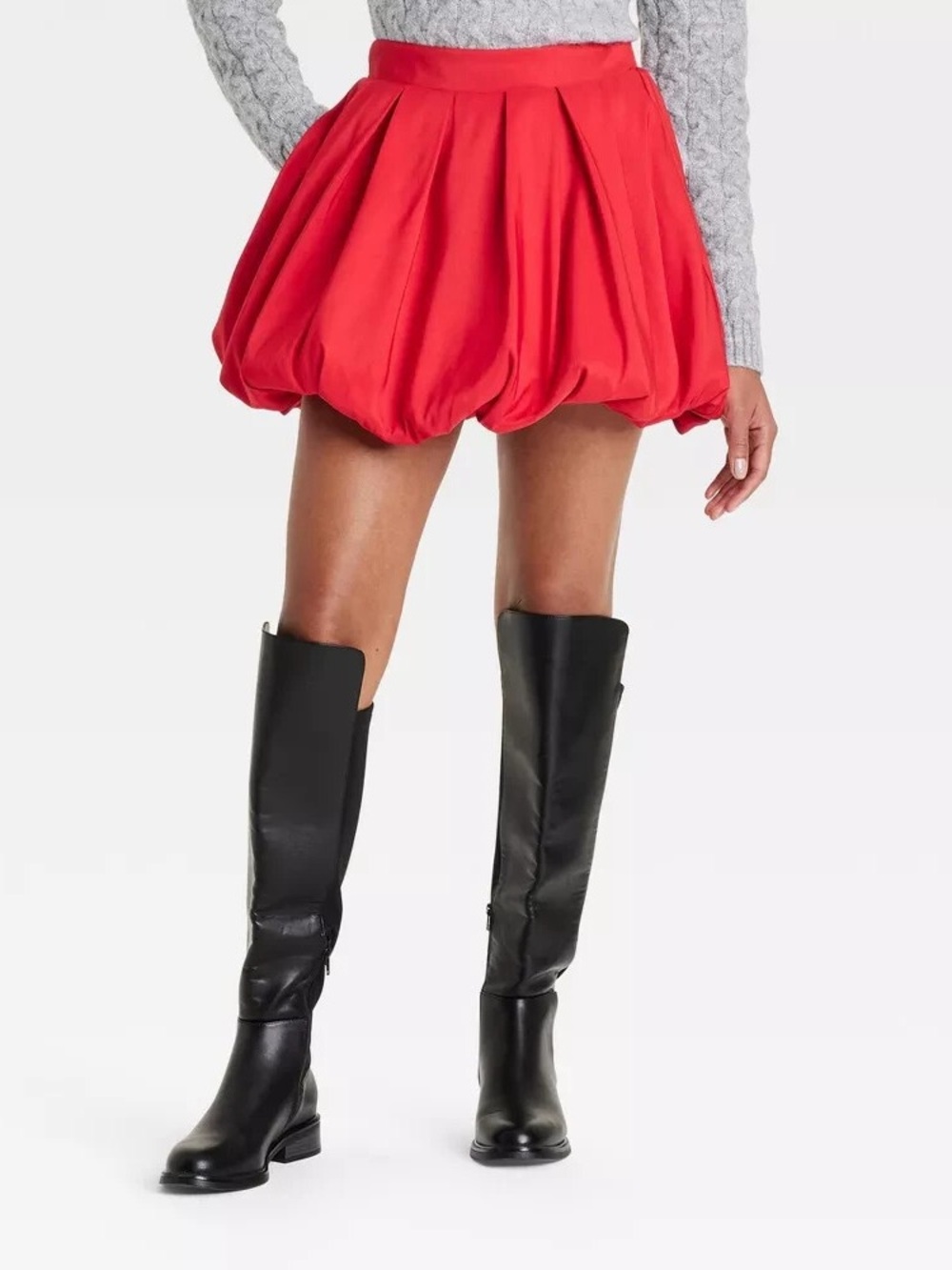 A New Day Women's Bubble Hem Mini Skirt - NWT - Red - M